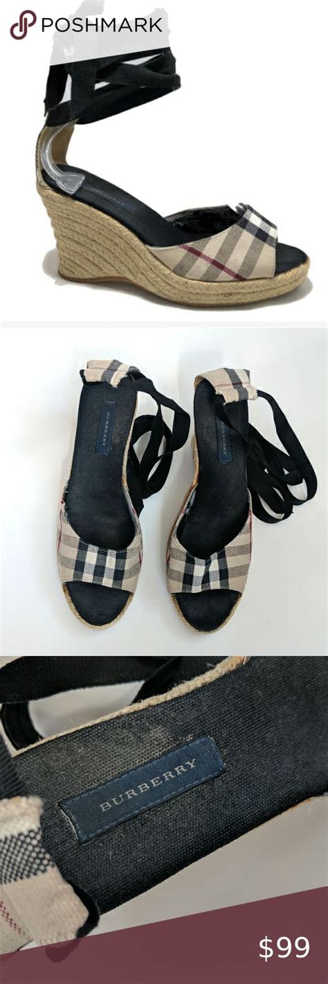 burberry plaid wedges|burberry slide sandals.